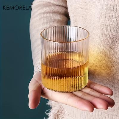 KEMORELA 4/6 шт. Винтажный набор ребристых стаканов 300 мл с вертикальной полоской, высокоборосиликатное стекло, стакан для кофе и сока для столовой