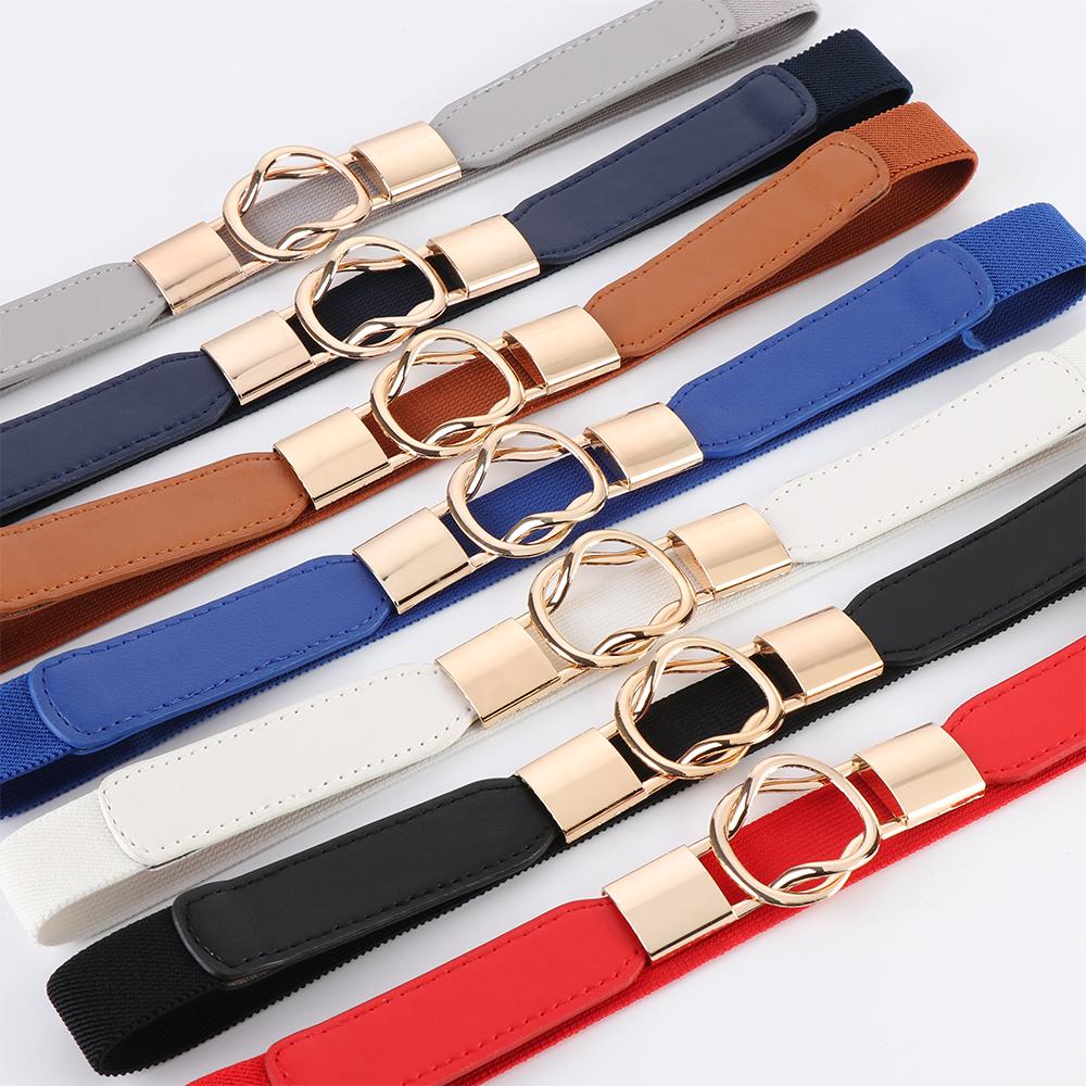 PU Leather Cummerbunds Dress Skirt Wrap Buckle Elastic Waistband Thin Waist Belt Adjustable Belt