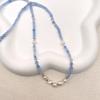 Natural aquamarine crushed silver baroque freshwater pearl necklace - versatile for everyday wear