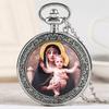 Antique Virgin Mary Jesus Theme Quartz Pocket Watch Necklace Clock Men Women Souvenir Pendant Gifts