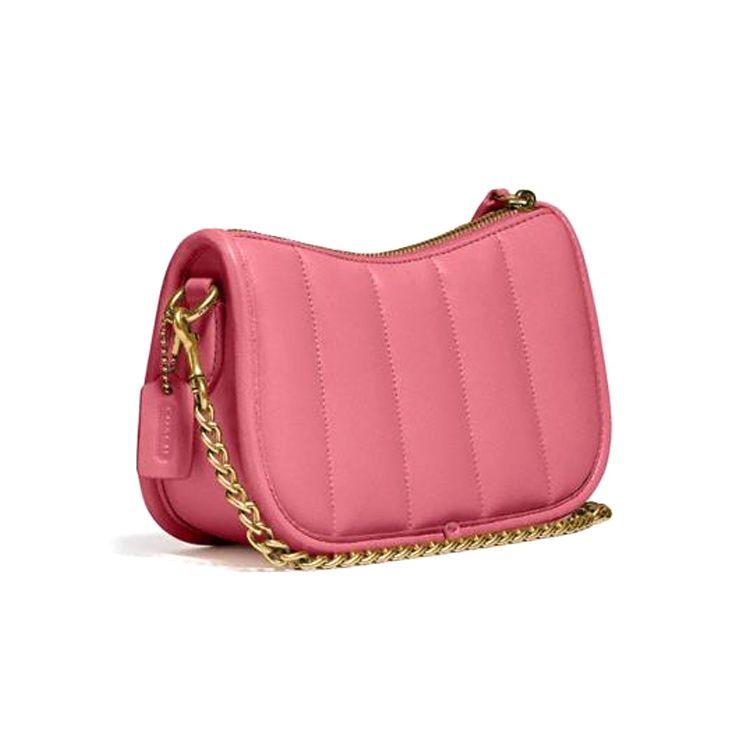 Coach Swinger 20 Quilted Chain Leather Underarm Bag Women Handbags Strawberry-Red C3490-B4U6
