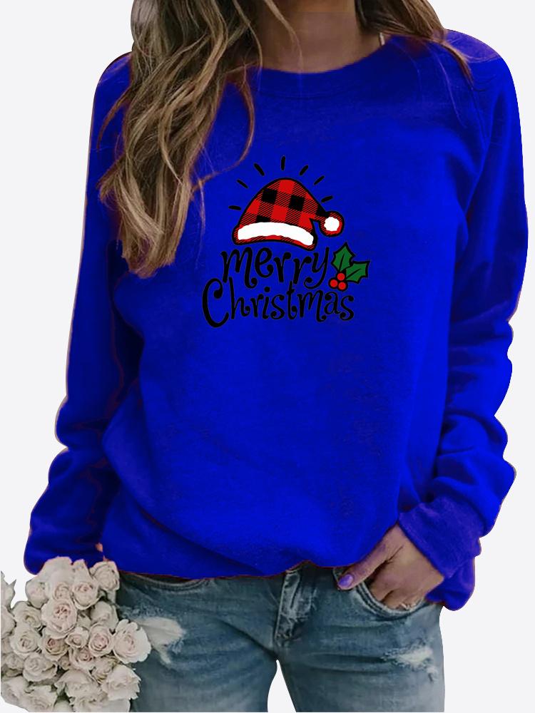 Осенне-зимний женский свитер с рождественской тематикой и принтом, повседневная толстовка с круглым вырезом и длинными рукавами, топ больших размеров