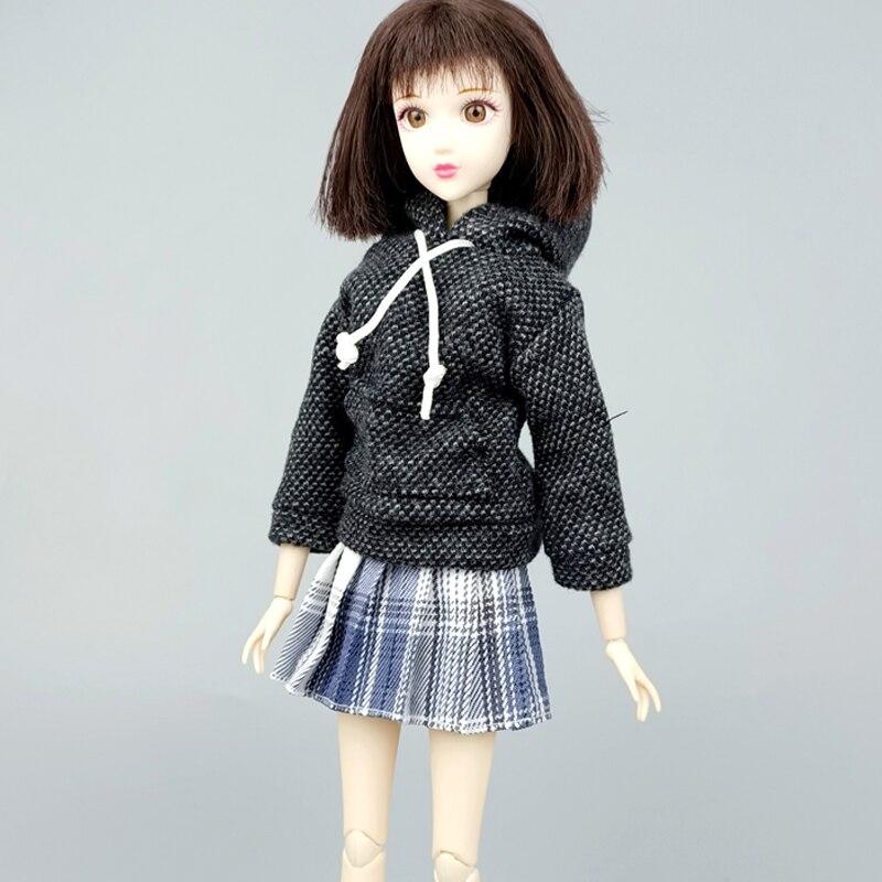 Модные толстовки с капюшоном, плиссированная юбка для куклы Барби, одежда, комплект одежды для студентов, 1/6 аксессуары для кукол, игрушки в подарок