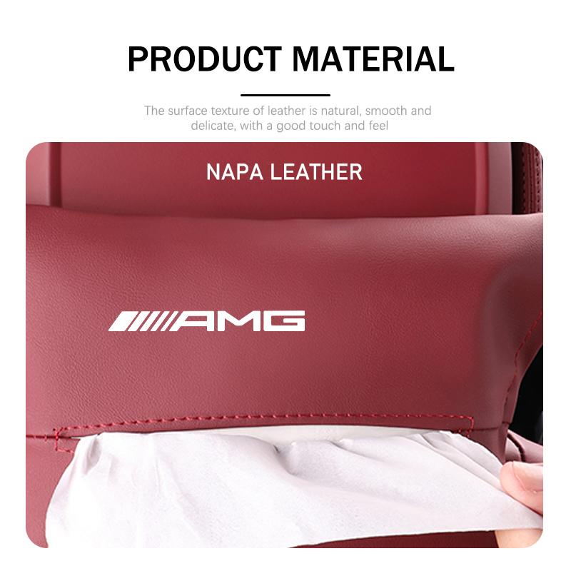 MWAY1 Car Seat Back Tissue Box LeatherHanging Paper Storage Bag For Mercedes Benz AMG W204 W205 W203 W211 W201 W210 W108 W124 W126