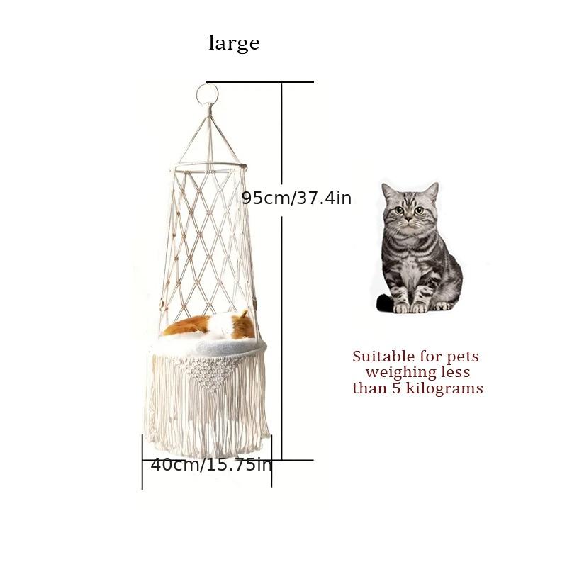 Подвесная кровать для кошки — уютный тканый хлопковый гамак для лучшего сна вашей кошки, качели-кровать ручной работы с корзиной и натуральным дизайном колыбели