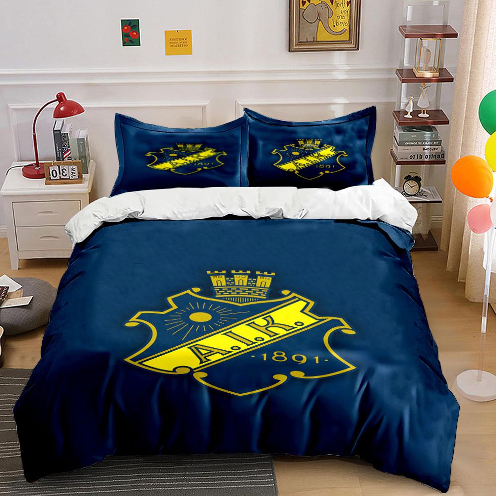 "Yellow AIK Logo on Blue Background" Print Bedding Set Duvet Cover Pillowcases (1* Duvet Cover 2* Pillowcases Do Not Include Comforter)