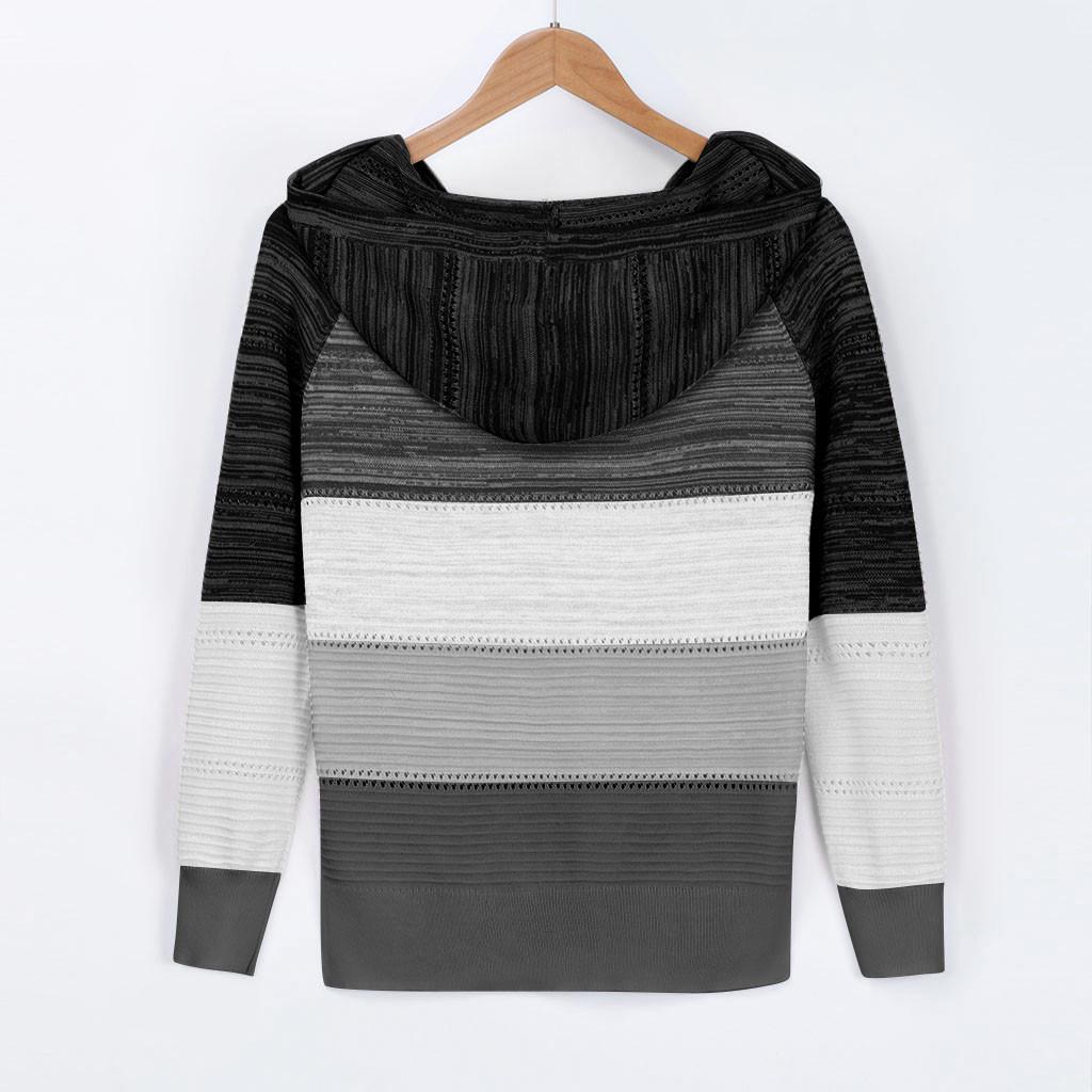 Модные женские повседневные пэчворк с v-образным вырезом и длинными рукавами с капюшоном и блузкой