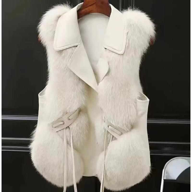Women's Autumn and Winter Plus Size Padded Short Waistcoat Lapel Outer Wear Shoulders Loose Leisure Warm Sleeveless Cardigan Outerwear
