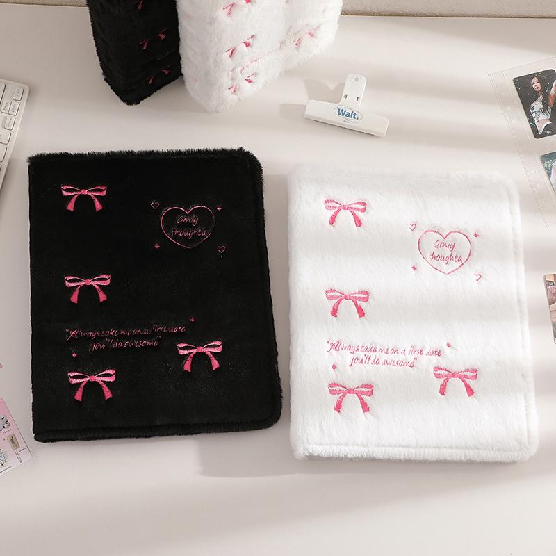 A4/A5 3-дюймовый альбом для хранения маленьких карточек с плюшевой обложкой и бантом, папка для фотокарточек, книги для коллекции фотокарточек, держатель для фотокарточек на кольцах