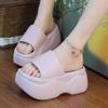2024 New 7.5 Cm High Heeled Slipper Women Summer Thick Platform Slides Woman Chunky Beach Clogs Shoes Girls Party Dress Sandal