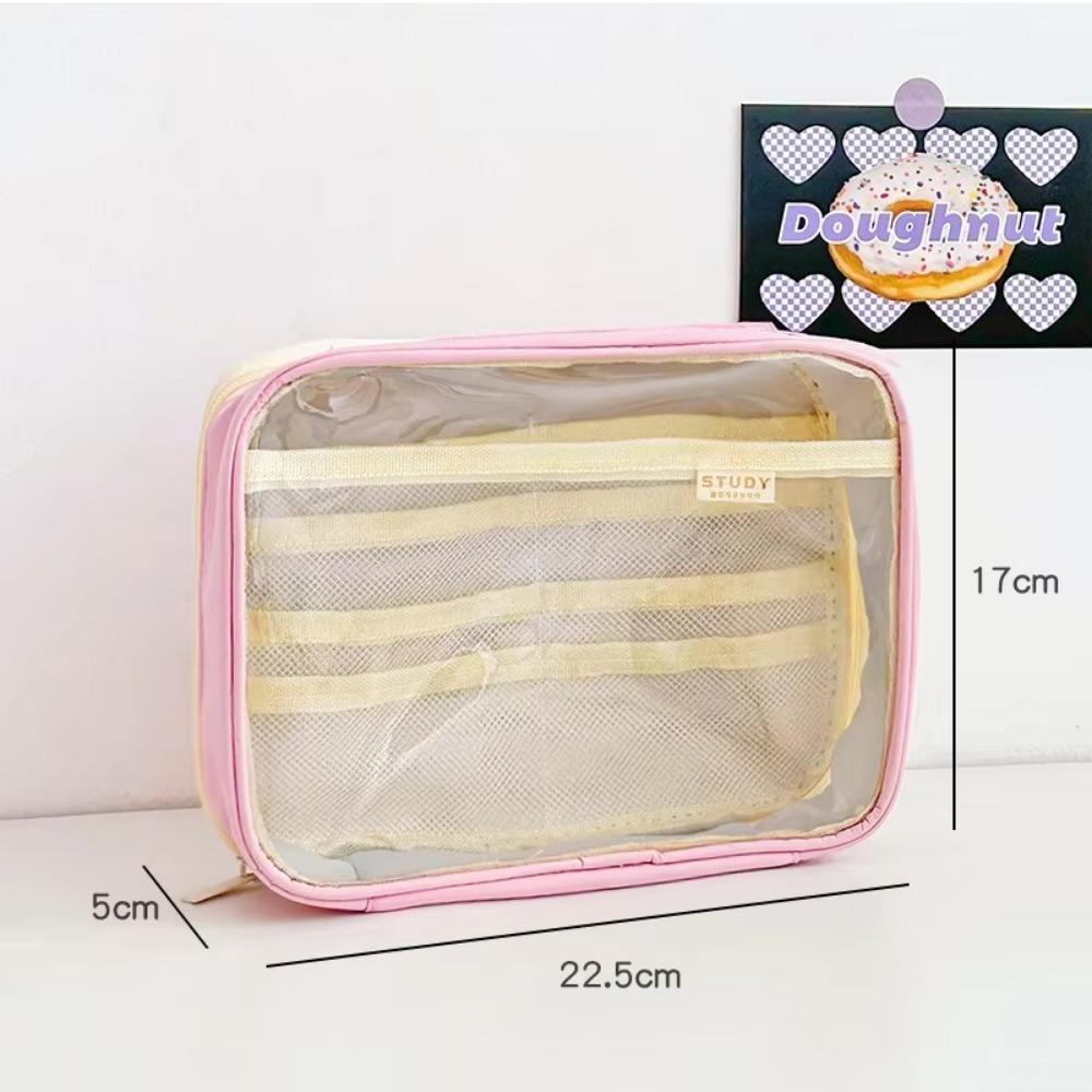 Transparent Storage Bag Multifunction Student Stationery Fashion Pencil Case  Cosmetic Organizer