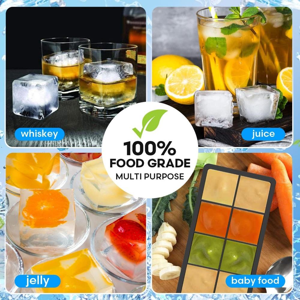 6/8/15 Сетчатые силиконовые лотки для кубиков льда с крышками Большие пищевые силиконовые квадратные лотки для кубиков льда Форма для самостоятельного изготовления льда для виски и сока
