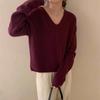 Women's V-neck Pullover Sweater Autumn and Winter New Loose Knit Sweater for Women
