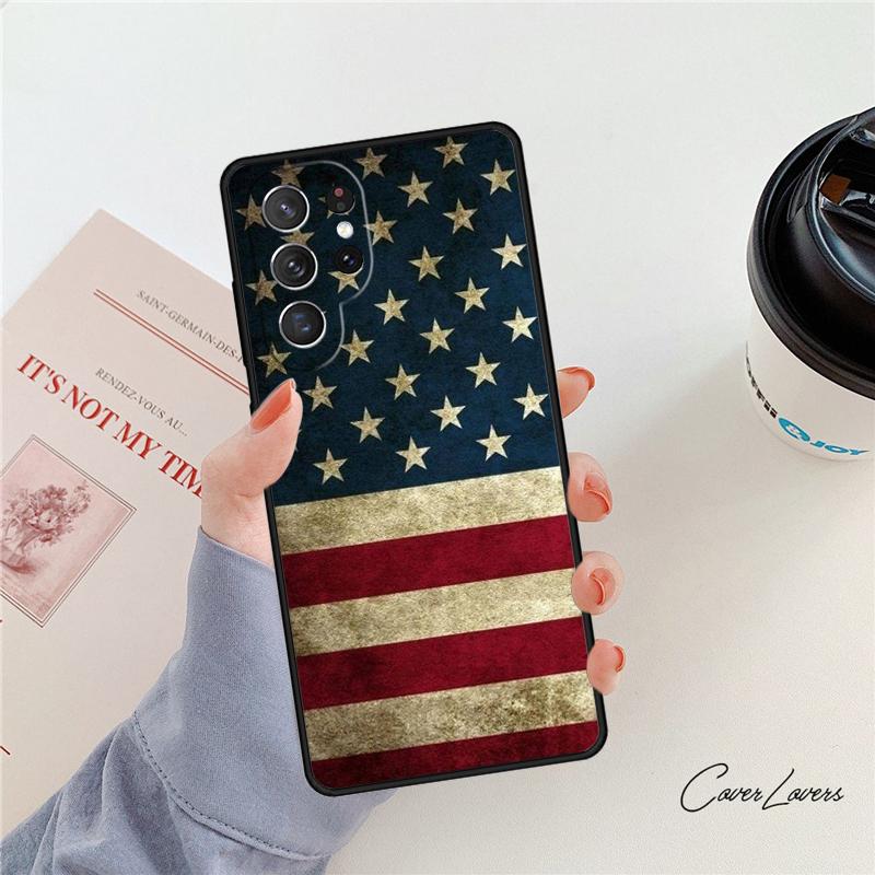 Чехол для телефона с флагом США Для Samsung Galaxy S24 S25 S23 S22 Ultra Note 10 20 Plus S20 S21 FE Чехол