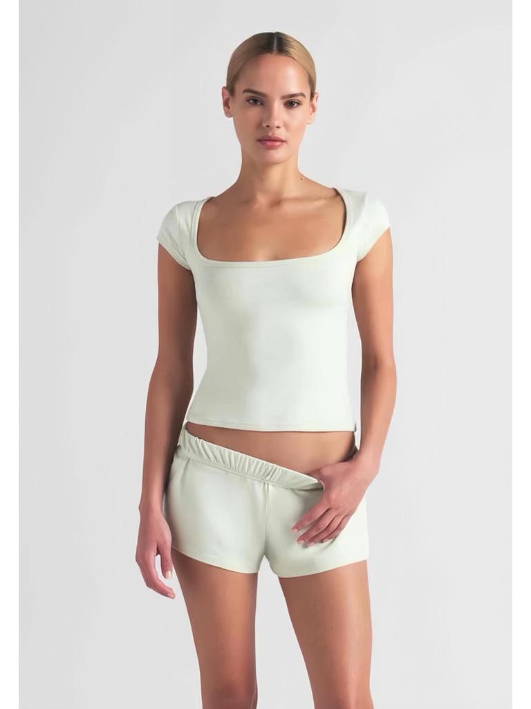 Футболка SKIMS из хлопкового джерси с квадратным вырезом и короткими рукавами