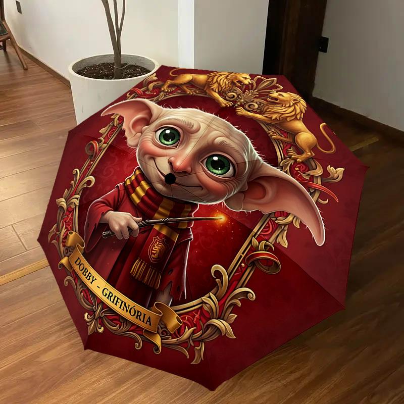 1PC Warner Dobby Gryffindor Umbrella-8-Rib Reinforced, Automatic Open, Lightweight & Durable-A59