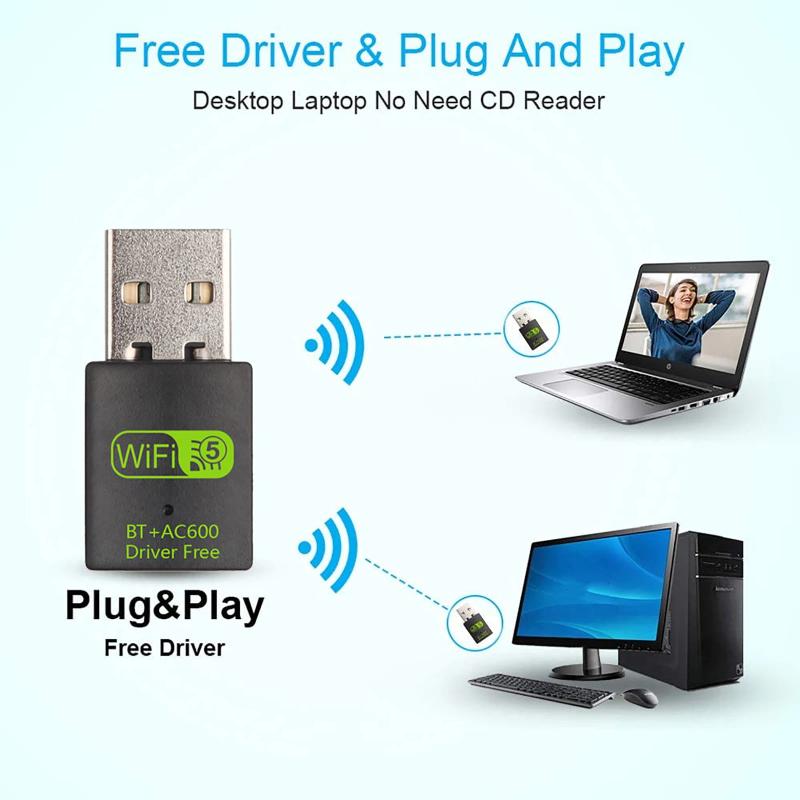 1 шт. USB Wi-Fi BT приемник 2,4 ГГц / 5 ГГц USB Wi-Fi донгл для настольного компьютера 900 Мбит/с Bluetooth беспроводной Wi-Fi адаптер