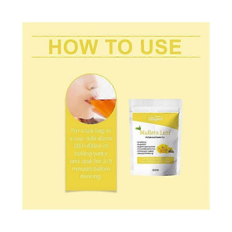 (4 УПАКОВКИ)Чайные пакетики из листьев коровяка Травяной Очищение легких Дыхание Кашель Облегчение Чай Де