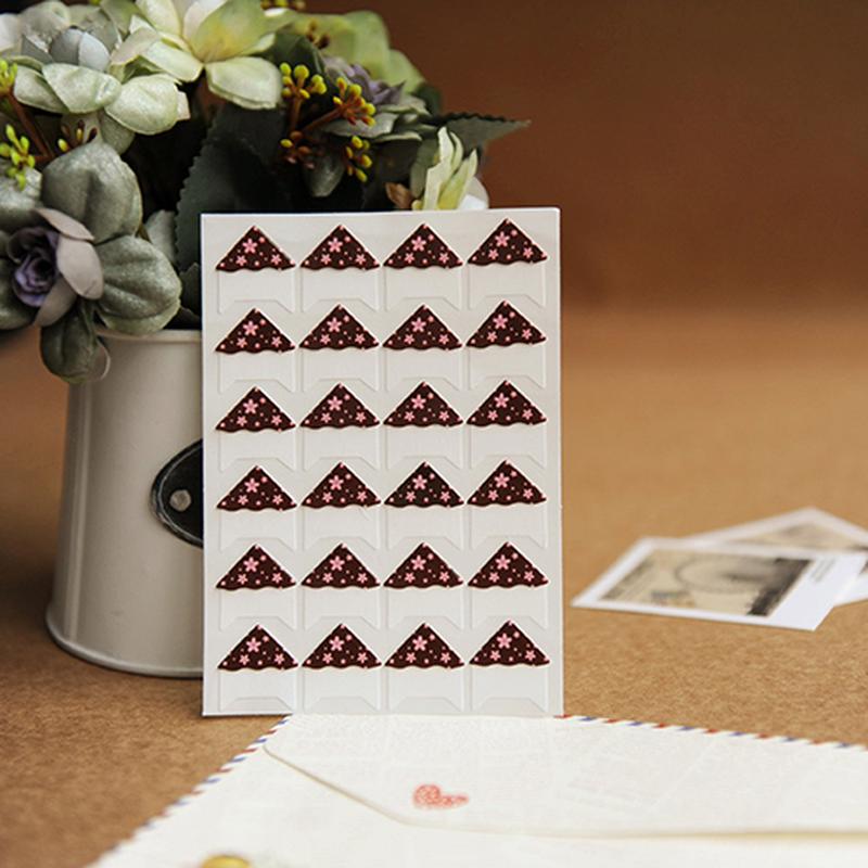 24 Pcs/sheet DIY Floral Print Corner Paper Stickers for Photo Albums Handwork Frame Decoration