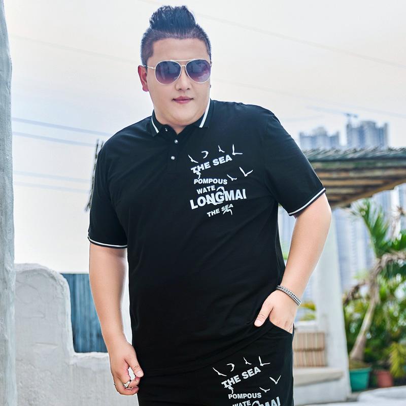Fat Mens Plus Size Short Sleeve Lapel Polo Shirt Half Sleeve T-shirt Business Casual Ice Silk Cotton Summer Dress 5XL