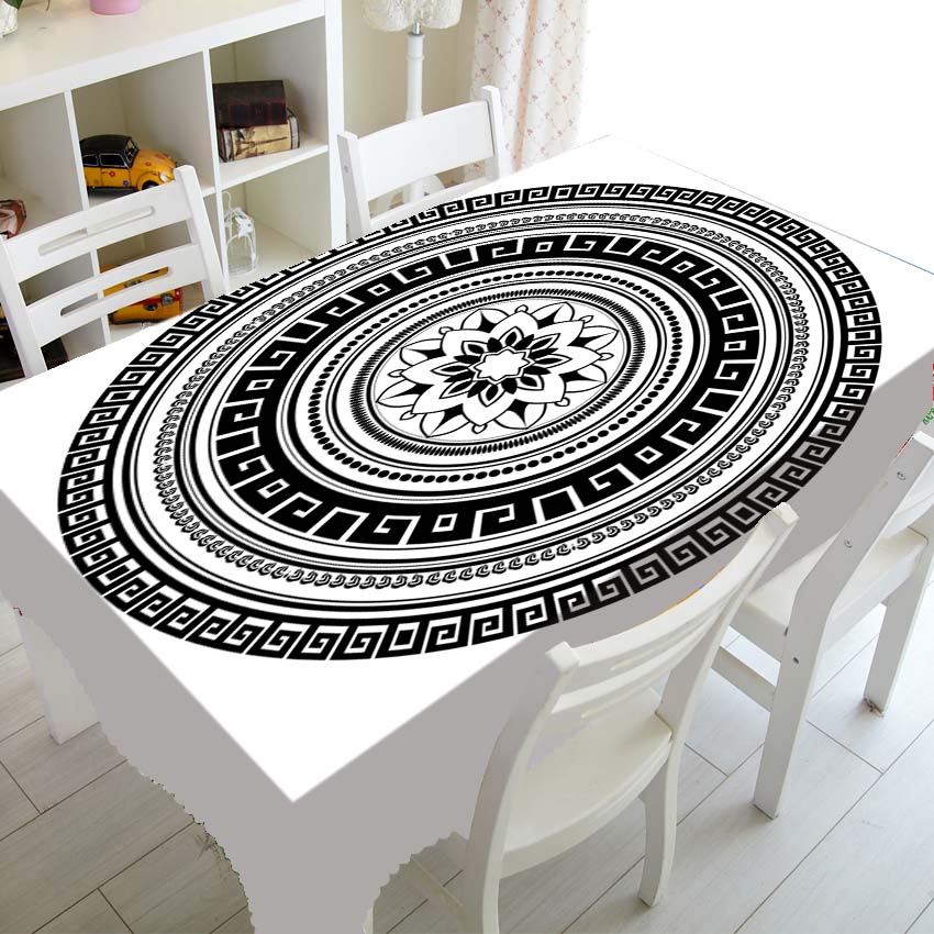 Черно-белая скатерть с овальным узором, домашний обеденный стол, декор для журнального столика, прямоугольная водонепроницаемая скатерть для пикника