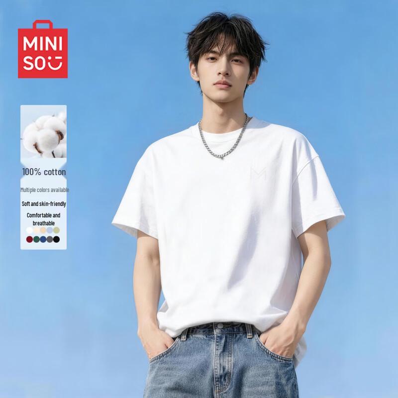 MINISO Мужская свободная футболка из чистого хлопка