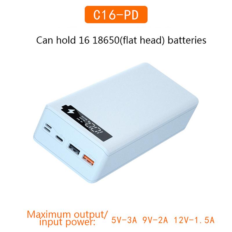 16*18650 USB-сварочный бесплатный аккумуляторный ящик для хранения, чехол для быстрой беспроводной зарядки