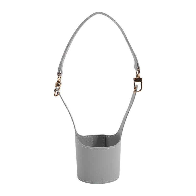 Portable Water Bottle Carrier with Detachable Strap Leather Coffee Cup Holder Bottle Protective Sleeve Bag for Outdoor Camping Travel