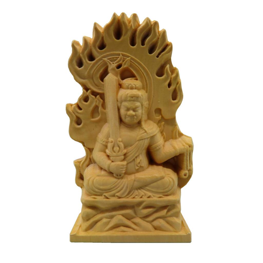 Product Guardian Main Image Wood Carving Mini Buddha Statue No-brand (Fudo Myoo)