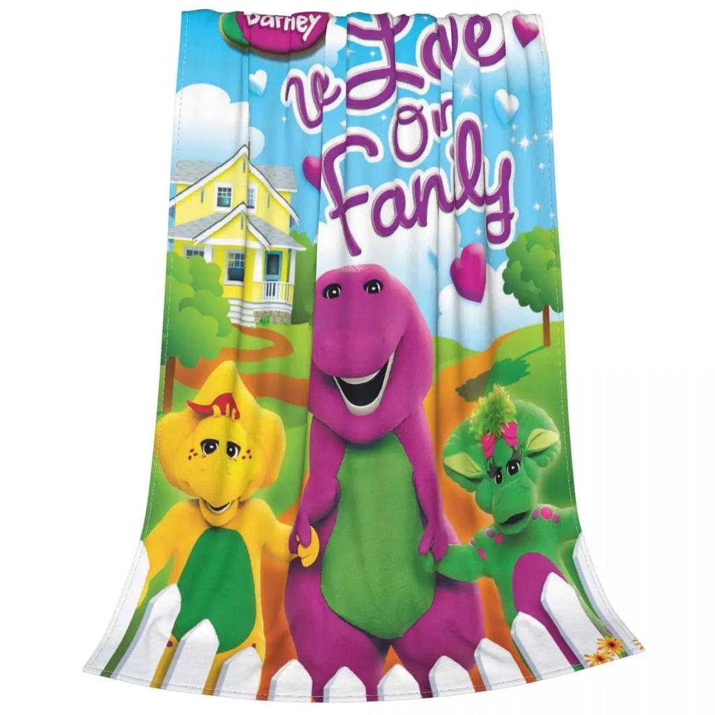 Barney & Friends Blanket Sofa Cover Fleece Printed Dinosaur Cartoon Gift Kid Throw Blankets for Bed Bedroom Plush Thin Quilt