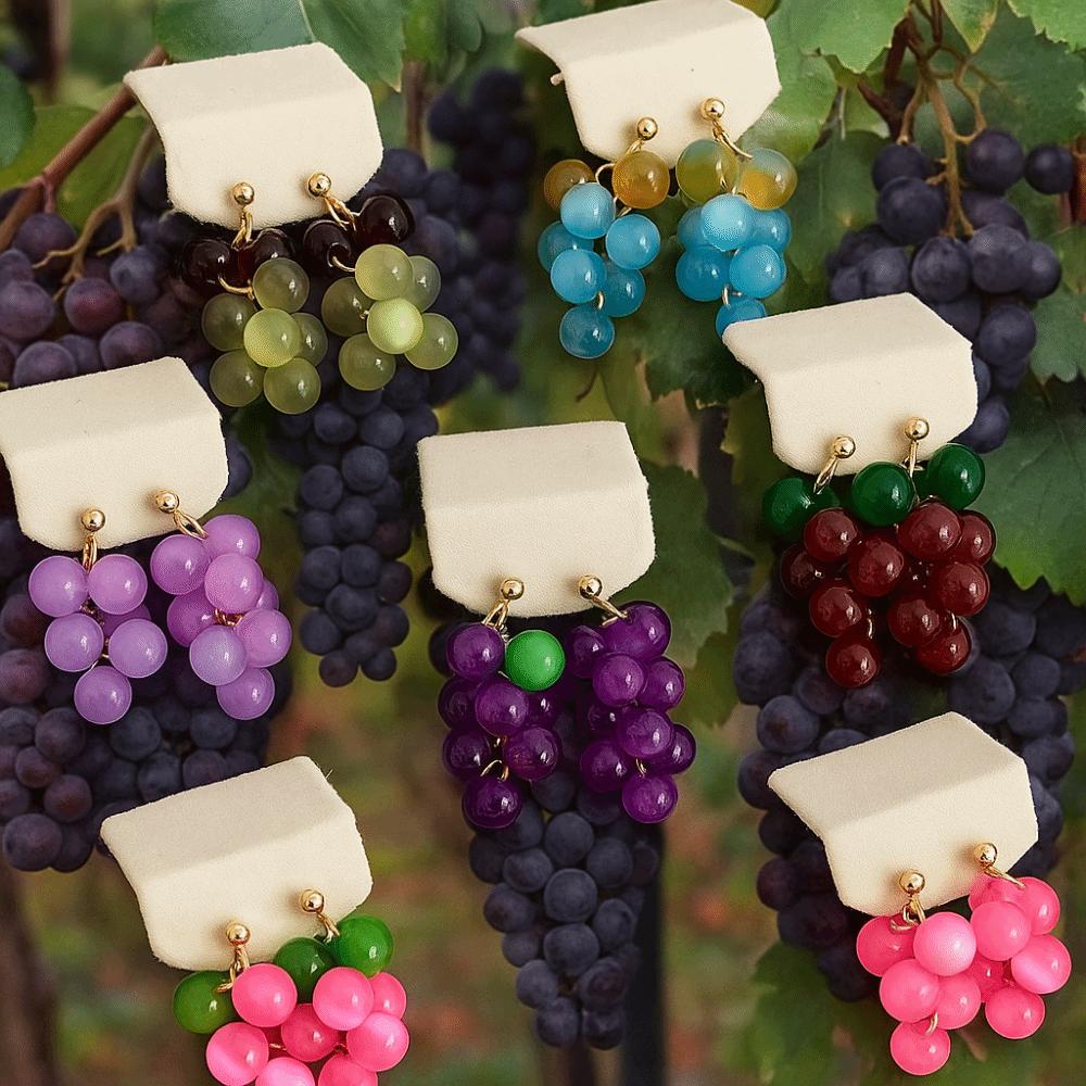 Bohemia Earrings Fruit Dangle Earring Cute Beads Earrings Creative Grape Earrings Vacation