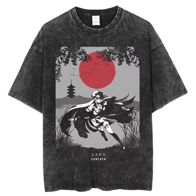 Hot-blooded Anime Akame Ga Kill Peripherals Cartoon Graphic Print T-shirt Men Women Streetwear hip hop harajuku Fashion Oversized Top Summer New Tee