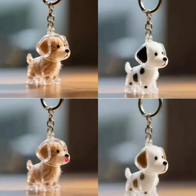 4PCS Transparent Cute Dog Hair Fur Storage Keychain Dogs Hair Storage Box Keyring Bag DIY Accessory Pet Lover Gifts Key Chains