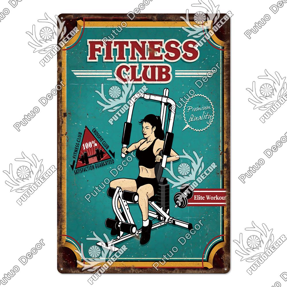 Mfoever Tin Sign Decor Gym Vintage Tin Signs Plaque Metal Plates Retro Posters Work Out Wall Art Decorative for Home Man Cave Gym Room