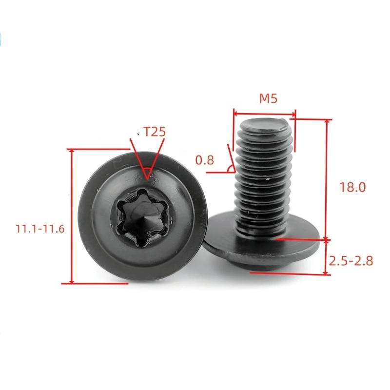 304 Torx Винт M4 M5 M6 M8 из нержавеющей стали черного цвета Torx Винт с шайбой для мотоцикла, скутера, квадроцикла, мопеда, пластиковая крышка