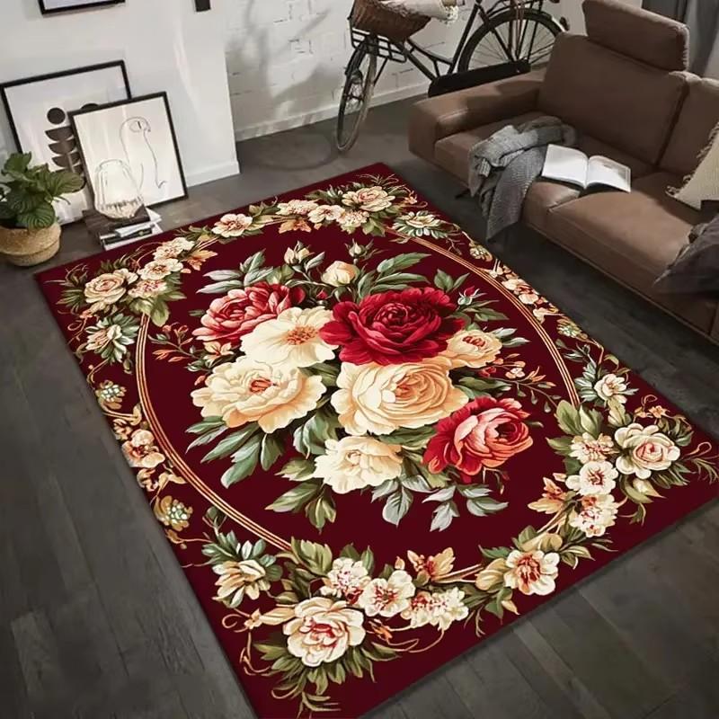 Винтажный цветочный ковер, коврик для прихожей, для гостиной, спальни, ковер, коврик для стирки, машинная стирка, для внутреннего и наружного использования, придверный коврик