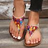 Foreign Trade 2025 Large Size Toe Roman Sandals Ethnic Style Flat Bottom Fashion Bohemian Beach Sandals Summer