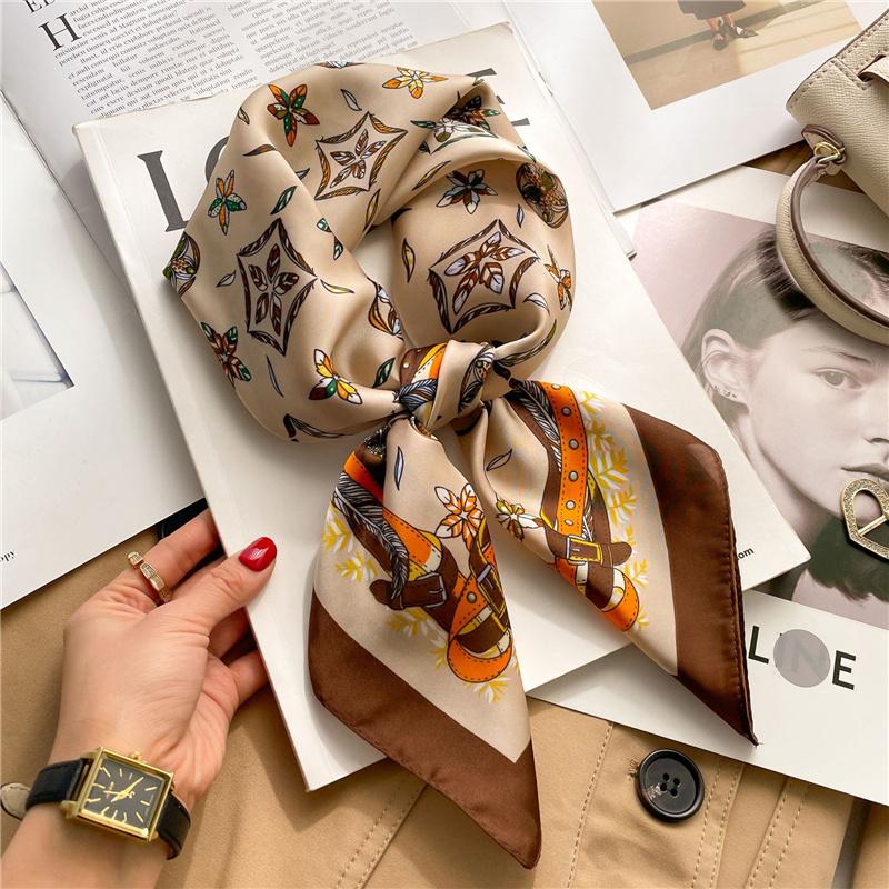 70*70cm Printed Square Scarf Women Kerchief Hairband Neckerchief Head Hijab Lady Headband Foulard Bag Ribbon