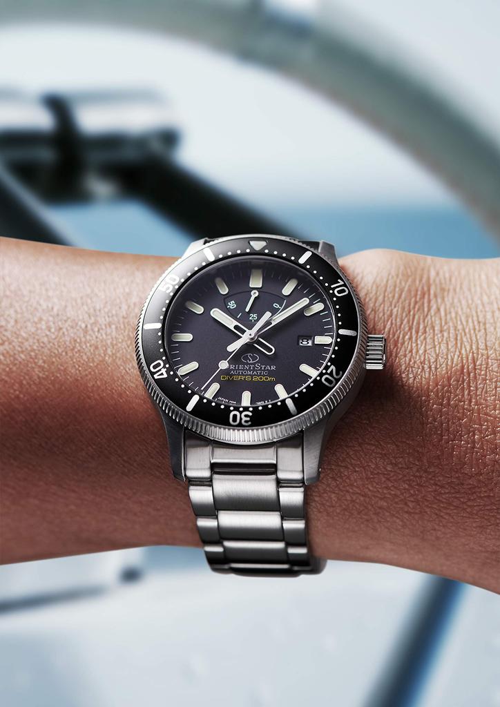 Orient Star Автоматические 200м с силиконовым водонепроницаемым до 200м Воздух Черный RK-AU0309B Мужские часы, Дайвер, Ремешок, Дайвинг,