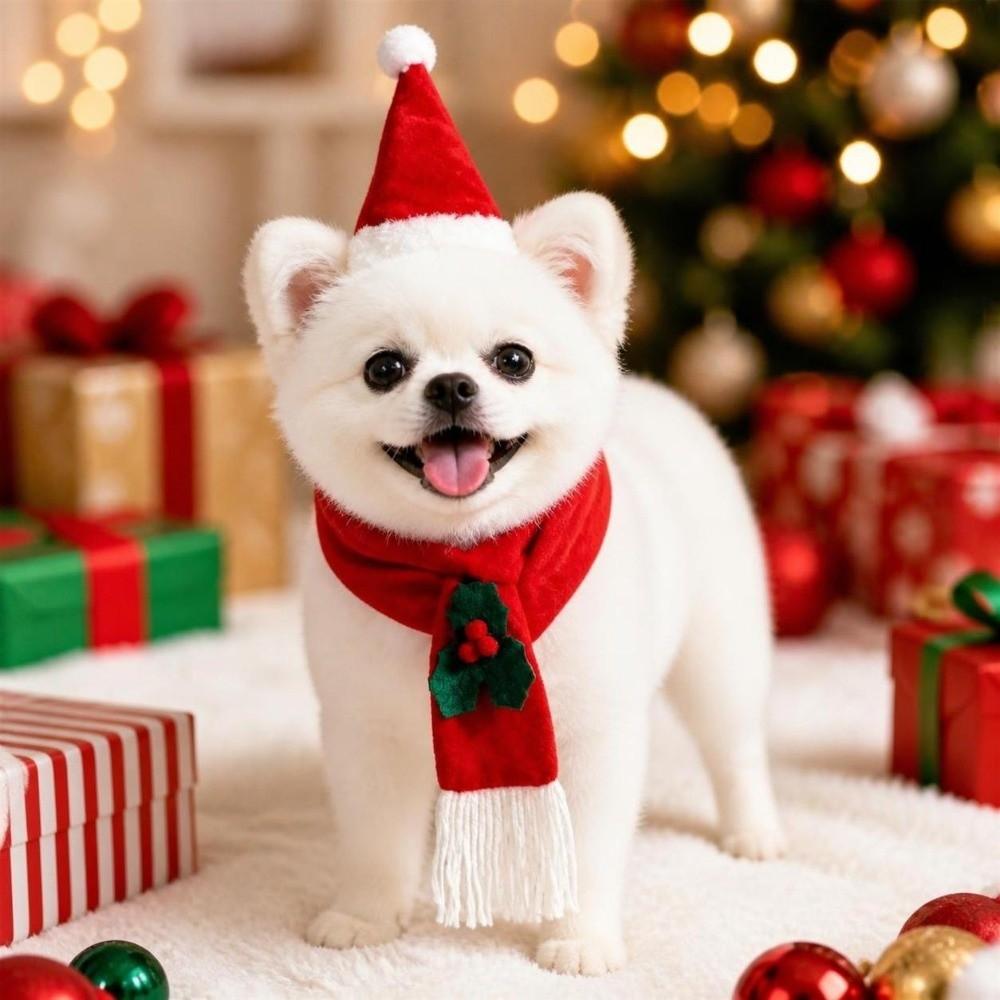 2Pcs/Set Warm Dog Scarf Collar Winter Cat Scarf Hat Cozy Pet Neck Warmer for Puppy Kitten
