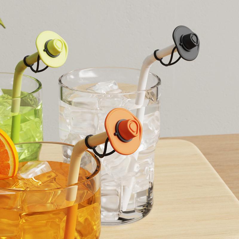 Silicone Cowboy Hat Straw Covers Cute Hat Shape Straw Topper Reusable Straw Tip Protector Cap Mug Accessories Gift Straw Cap