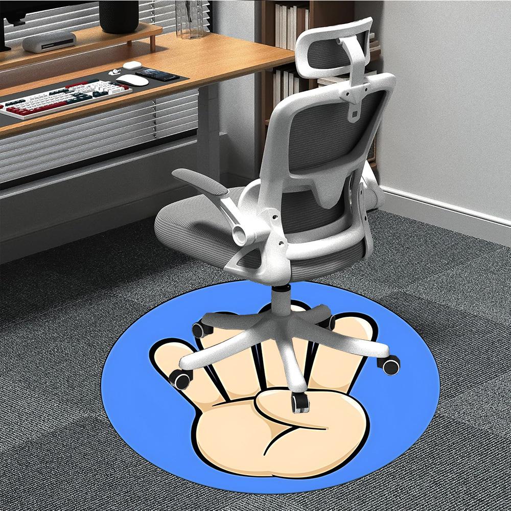 1pc Hand Gesture Carpet for Office Non Slip, Round Carpet, Soft & Comfortable, Carpet for Office, Lightweight Round Floor Mat