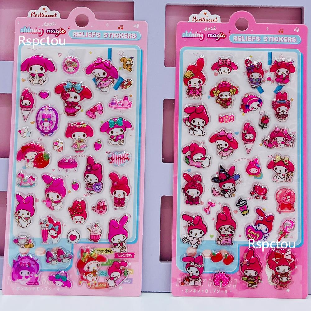 6 шт. Sanrio Милые Куроми Моя Мелоди Рельефные Наклейки Кавайный Мультфильм 3D Объемные Наклейки-Награды Чемодан Гитара Чехол для Телефона Наклейка Игрушки