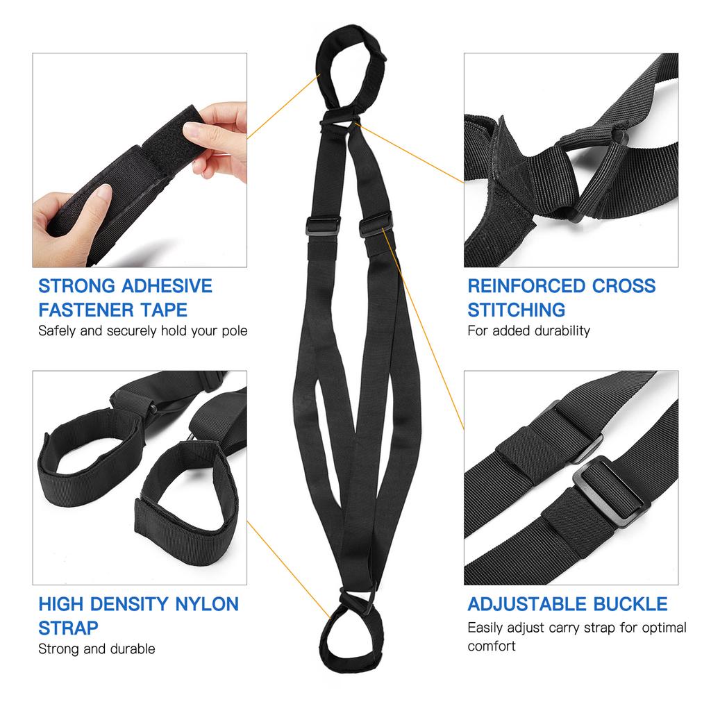 Лыжные и палки Ремни для переноски рюкзака Регулируемый плечевой ремень для лыж Держатель лыжного снаряжения Лыжная палка