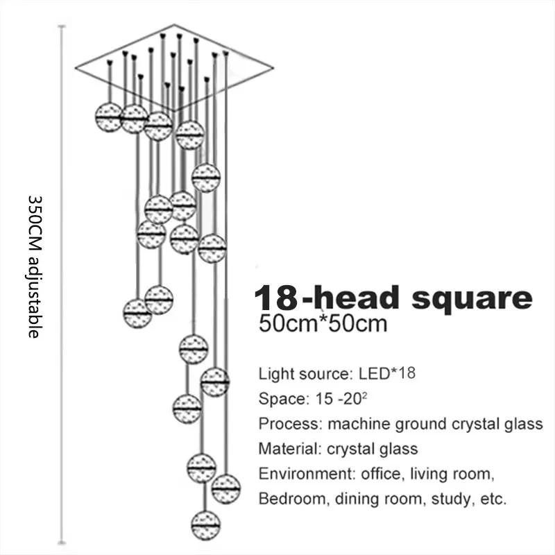 Современная минималистская люстра для гостиной, хрустальный шар, внутреннее освещение, винтовая лестница, светодиодная люстра для спальни, ресторана