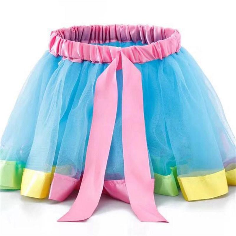 Детская танцевальная юбка-пачка для выступлений, радужная юбка-петти для девочек, сетчатая юбка
