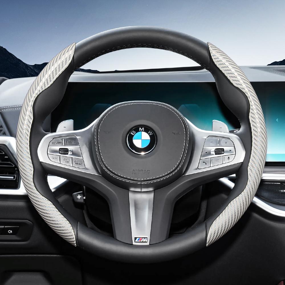 AYCCV1 Carbon fiber texture steering wheel cover for BMW fits X3 3 5 2 4 1 7 8 Series X1 X5 X2 X4 X6 X7 iX i4 i5 i7 Z4 XM iX1 iX2 non slip wear
