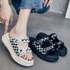 Summer New Thick-bottomed Cool Slippers Women's Thick-bottomed Plaid Sports and Leisure Beach Slippers