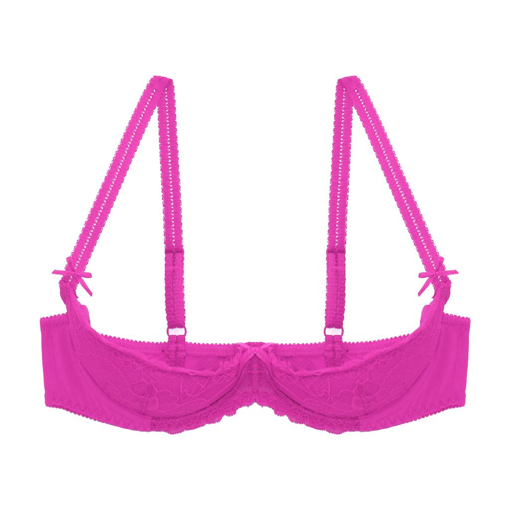 Женский кружевной бюстгальтер пуш-ап с мягкой подкладкой и регулируемыми бретелями размером 1/2 чашки на косточках