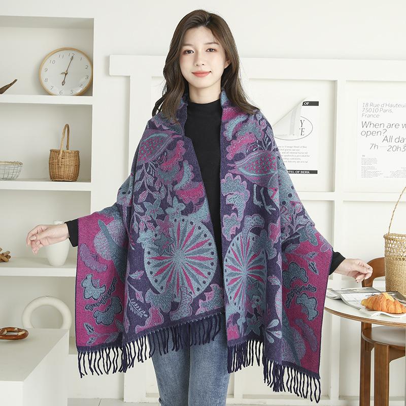 Ethnic Style Scarf Shawl High End Imitation Cashmere Scarf Women's Winter All Match New Jacquard Scarf